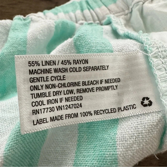 Stoney Clover X Target Plus Size 2X Aqua Striped Shorts Linen Blend Summer White - Picture 4 of 7